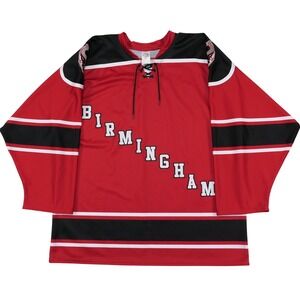 VTG OT Sports Birmingham Bulls Hockey Jersey XXL Red Black Lace Up USA Made ECHL